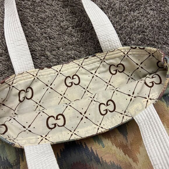 Handmade Tapestry Tote Bag 9.5x6x13 Upcycle Recycle Reusable Shopping Bag - Picture 2 of 9